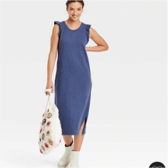 Universal Thread Blue Ruffle Tank Midi Dress | Size XXL | NWT - Picture 1 of 4